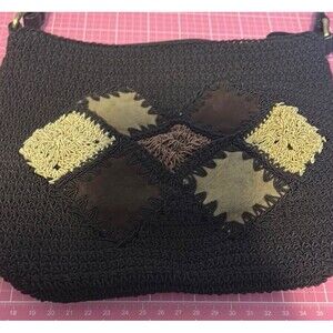 Brown and Tan Woven Shoulder Bag
